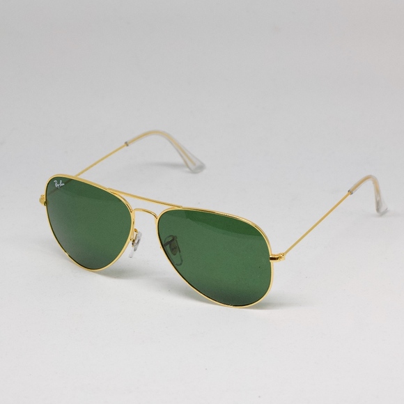 Ray Ban Aviator Sunnies Green & Gold NEW 62mm